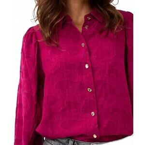 NEW ESQUALO bloom jaquard blouse in fushcia